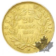 FRANCE-1855D-20 FRANCS-Grand Lion-Napoleon III-TTB+