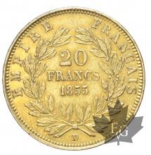 FRANCE-1855D-20 FRANCS-Grand Lion-Napoleon III-TTB-Lyon