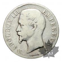 FRANCE-1855BB-5 Francs-II Empire-Napoleon III-TB-Strasbourg