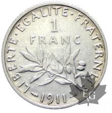 FRANCE-1911-1 Franc semeuse-TTB