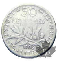 FRANCE-1906-50 CENTIMES Semeuse-TTB