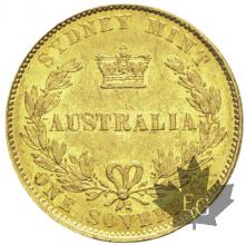 AUSTRALIE-1860-Souverain-Victoria-TTB-SUP