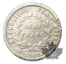 FRANCE-1808B-DEMI FRANC-Napoléon Empereur-TB
