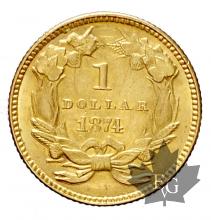 USA-1874-1 DOLLAR-Philadelphia-Large Indian head type-pr SUP