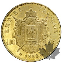 FRANCE-1868BB-100 FRANCS-NAPOLEON III tête laurée-SUP-FDC