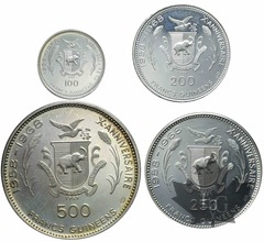 GUINEE-1969-Série en argent-100-200-250 et 500 Francs-PROOF