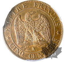 FRANCE-1855A-5 CENTIMES-Napoléon III-PCGS MS62BN-Ancre