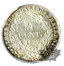 FRANCE-1872K-50 CENTIMES-Troisième République-PCGS MS64