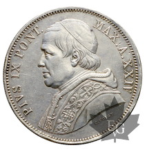 VATICAN-1870-5 Lire-An XXIV-Pius IX-3ème periode-SUP