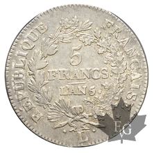 FRANCE-1797-5 Francs An 6-5 L-A Union et Force  TB-TTB
