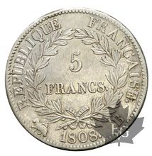 FRANCE-1808B-5 FRANCS-NAPOLÉON EMPEREUR-TB-TTB