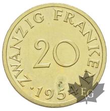Sarre-Saarland 1954-Essai de 20 Franken-FDC