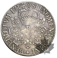 FRANCE-1714 B-LOUIS XIV-ÉCU aux trois couronnes-presque TTB