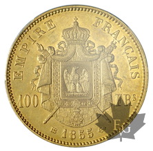 FRANCE-1855BB-100 FRANCS-Napoléon III-PCGS AU50