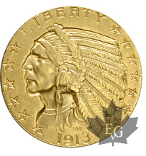 USA-1913S-5 DOLLARS-INDIAN HEAD-Sup-Rare