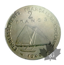 OCEANIE-1948-2 FRANCS ESSAI-PCGS SP65 sans listel