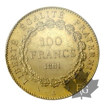 FRANCE-1881A-100 FRANCS-PCGS-AU55