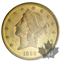 USA-20 DOLLARS-1888S-LIBERTY HEAD-PCGS MS62
