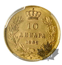 SERBIE-1882-10 DINARS-PCGS AU58