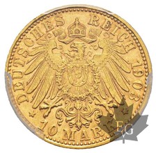 Allemagne-1903 D-10 Marks-Bavaria-PCGS AU53