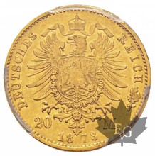 Allemagne-1873 G-20 Marks-Baden Durlach-PCGS AU53