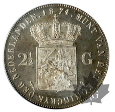 PAYS BAS-1874-2 1/2 GULDEN-PCGS MS62
