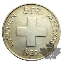 SUISSE-1939B-5 FRANCS-LAUPEN-presque FDC