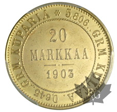 FINLANDE-1903 L -20 MARKKAA-PCGS MS62