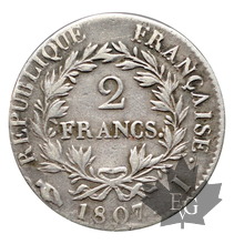 FRANCE-1807 I-2 FRANCS-Napoléon-TB-TTB- Très rare