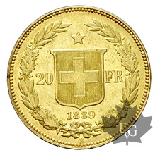 SUISSE-1889-20 Francs-Tranche DOMINUS sur la tête-SUP-Rare