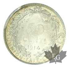 BELGIQUE-1914-50 Cents-PCGS MS63