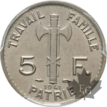 FRANCE-1941-5 FRANCS-PETAIN-PCGS Genuine-presque FDC