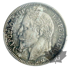 FRANCE-1867-1 FRANC-Napoléon III-PCGS MS65