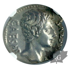 Rome-Denarius-Augustus-Spanish Mint-NGC Choice XF-Rare