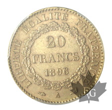 FRANCE-1896A-20 FRANCS-TORCHE-PCGS AU58
