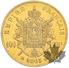 FRANCE-1863BB-100 FRANCS-NAPOLÉON III-PCGS MS61