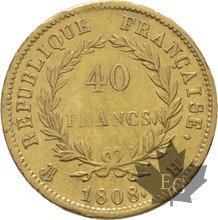 FRANCE-1808 H-LA ROCHELLE-40 FRANCS-NAPOLEON EMPEREUR-TTB-SUP