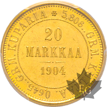 FINLANDE-1904L-20 Markkaa-PCGS MS63
