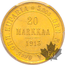 FINLANDE-1913 S-20 Markkaa-PCGS MS64
