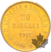 FINLANDE-1912 S-20 Markkaa-PCGS MS64