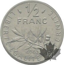 FRANCE-1983-1/2-FRANC-SEMEUSE-PIEFORT-FDC-RARE