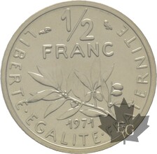 FRANCE-1971-1/2-FRANC-SEMEUSE-ARGENT-PIEFORT-FDC