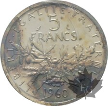 FRANCE-1960-5-FRANCS-SEMEUSE-ARGENT-PIEFORT-FDC