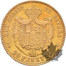 ESPAGNE-1892-20 PESETAS-Alfonso XIII -TTB