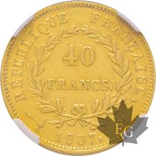 FRANCE-1807M-40 FRANCS-NAPOLEON EMPEREUR-PCGS XF40
