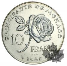 MONACO-1982-10 FRANCS GRACE-ESSAI ARGENT-FDC