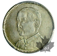 CHINE-ND-1929-10 Cents-Year 18 -Kwangtung-PCGS AU58