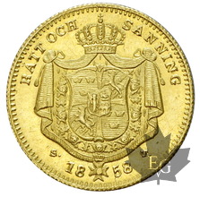 SUEDE-1858-DUCAT- Oscar I, 1844-59-FDC