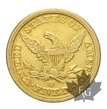 USA-1844 O-5 Dollars-New Orleans-presque Superbe