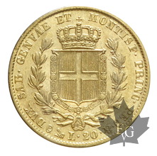 ITALIE-1845-20 LIRE-Carlo Alberto-Genova-SUP